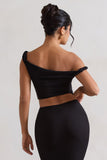 Sami Black Twisted Asymmetric Crop Top