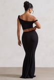 Neve Black Gathered Maxi Skirt