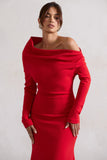Lou Red One-Shoulder Asymmetric Maxi Dress