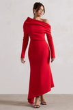 Lou Red One-Shoulder Asymmetric Maxi Dress