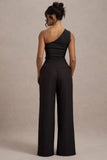 Galilea Black Pleated Wide-Leg Trousers