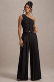 Galilea Black Pleated Wide-Leg Trousers