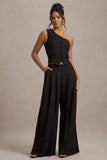 Galilea Black Pleated Wide-Leg Trousers