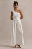Galilea Cream Pleated Wide-Leg Trousers