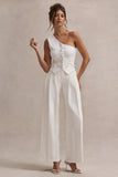 Galilea Cream Pleated Wide-Leg Trousers