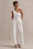 Galilea Cream Pleated Wide-Leg Trousers