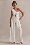 Galilea Cream Pleated Wide-Leg Trousers