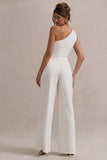 Galilea Cream Pleated Wide-Leg Trousers