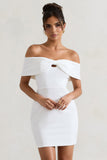 Megan White Bow Bardot Mini Dress