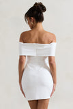Megan White Bow Bardot Mini Dress