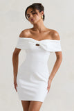 Megan White Bow Bardot Mini Dress
