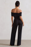 Harleen Black Bow Bardot Wide-Leg Jumpsuit