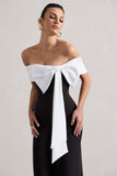 Bower Black Bardot Straight-Leg Jumpsuit With Bow