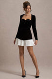 Americano Black Velvet Sweetheart Long-Sleeve Mini Dress