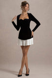 Americano Black Velvet Sweetheart Long-Sleeve Mini Dress