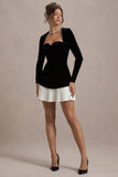 Americano Black Velvet Sweetheart Long-Sleeve Mini Dress