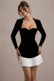 Americano Black Velvet Sweetheart Long-Sleeve Mini Dress