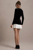 Americano Black Velvet Sweetheart Long-Sleeve Mini Dress