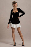 Americano Black Velvet Sweetheart Long-Sleeve Mini Dress