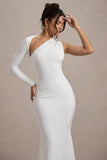 Orsa White One-Shoulder Asymmetric Maxi Dress
