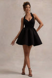 Suvi Black Halter-Neck Mini Dress