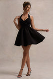Suvi Black Halter-Neck Mini Dress