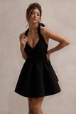 Suvi Black Halter-Neck Mini Dress