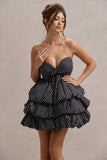 Pepper Black Polka Dot Strapless Ruffled Mini Dress
