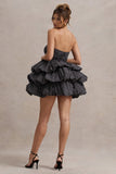 Pepper Black Polka Dot Strapless Ruffled Mini Dress