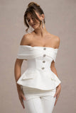 Shai White Tailored Bardot Top