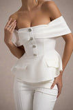 Shai White Tailored Bardot Top