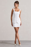 Maci White Tailored Square-Neck Mini Dress