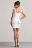 Maci White Tailored Square-Neck Mini Dress