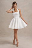 Peggy White Halter-Neck Skater Mini Dress