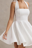 Peggy White Halter-Neck Skater Mini Dress