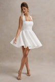 Peggy White Halter-Neck Skater Mini Dress