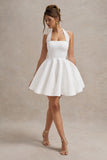 Peggy White Halter-Neck Skater Mini Dress