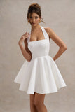 Peggy White Halter-Neck Skater Mini Dress