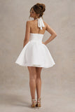 Peggy White Halter-Neck Skater Mini Dress