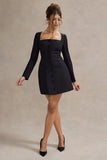 Andie Black Tailored Square-Neck Mini Dress