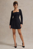Andie Black Tailored Square-Neck Mini Dress