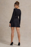Andie Black Tailored Square-Neck Mini Dress