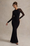 Brittany Black Mesh Insert Maxi Dress