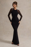 Brittany Black Mesh Insert Maxi Dress