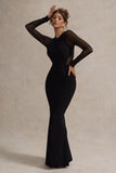 Brittany Black Mesh Insert Maxi Dress