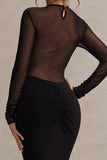 Brittany Black Mesh Insert Maxi Dress