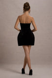 Naia Black Velvet Embellished Bandeau Mini Dress