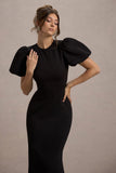 Love Letters Black Puff-Sleeve Maxi Dress