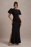Love Letters Black Puff-Sleeve Maxi Dress