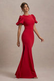 Love Letters Red Puff-Sleeve Maxi Dress